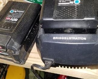 Snapper battery powered mower, with 2 batteries & charger, bagger. Briggs & Stratton engine