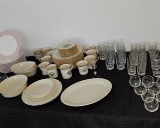 Lenox Christmas and assorted china and barware from 1960s