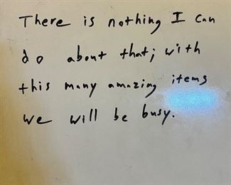 The demand on this sale will be high, we will very likely have to limit attendance, I can’t help it that we have tons of awesome stuff and everybody else wants a bunch of it just like you. 
We are first come, first served with no pre-sales or “holds”. It makes it as fair as possible. Complaining that you are special or deserve to be treated special will get you nowhere… I know that the old saying is that “the squeaky wheel gets the grease”, But I assure you that is not how it works here. I will have a line of “wheels” waiting outside… So here squeaky wheels get replaced.
