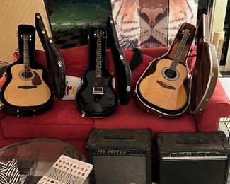 Guitars… fender & ovation, Amps.. crate!