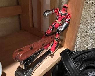 Here we have a Power Ranger riding a vintage stapler….I mean everyone needs that! I believe this is from Power Rangers: Heroes of the Office series… very rare since it got cancelled 1/2 way through the first season!