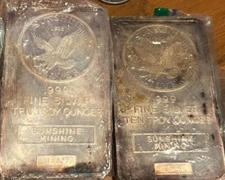 Vintage sunshine mining 10 ounce flying eagle bars with serial numbers