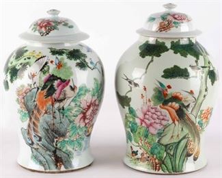 (2) Chinese Porcelain Baluster Covered Jars
