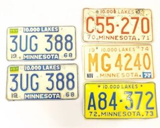 Vintage 1960's and 70's Minnesota License Plates
