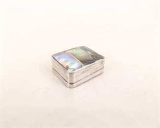 Vintage .925 Sterling Silver 1.125" x .75" Abalone Pill Box
