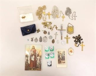 Lot of Vintage Catholic and Christian Crucifixes, Symbols, etc.
