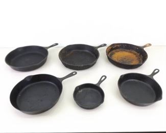 Lot of 6 Misc Cast Iron Pans
