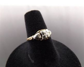 14k Yellow Gold Antique Diamond Ring Size 6.5
