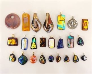 Large Lot of Dichroic Glass Pendants
