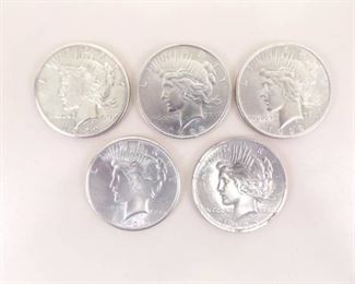 5 Silver Peace Dollars
