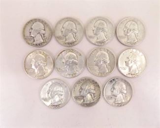 11 - 1950's Silver Washington Quarters
