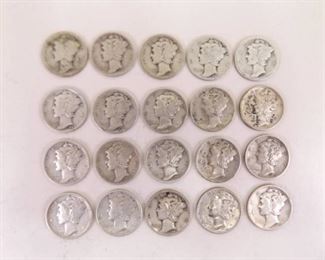 20 Silver Mercury Dimes
