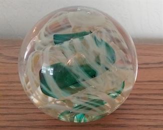artist signed glass paperweight