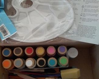 acrylic paint and brushes 