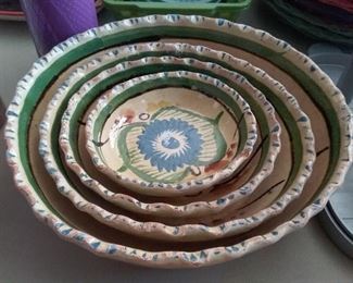 Hand painted Mexico nesting bowls