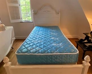 Solid wood shabby chic twin size bed frame by Ethan Allen