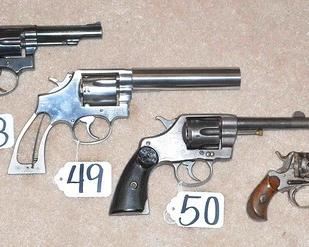 # 48. Spanish revolver marked GABILONDO 38 long cal
# 49. S&W Mod 686 parts gun
# 50. Colt double action revolver 41 cal damaged grips
# 51. Antique pocket revolver