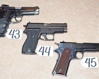 # 43. S&W Mod 559 semi 9mm
# 44. Sig Sauer Mod P6 semi 9×19
# 45. Colt Mod 1911 US Army 45 cal