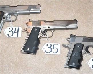 #34 S&W Mdl. 1911 45 semi
#35 Colt Mark IV Series 70 Gov. 45 semi
#36 Colt Defender Mdl. Series 90 Lightweight 40 S&W semi