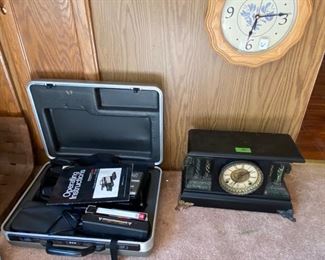 Clocks and Panasonic camcorder