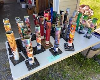 Collection of brand named fireworks tubes