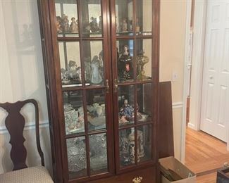 Century Furniture lighted curio cabinet, cherry, 35"x15"x80"