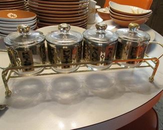 Vintage jeanette glass condiment caddy