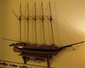 Vintage 1930s handmade wood ship