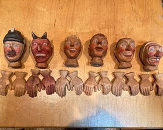 Early 1900s carved puppet parts