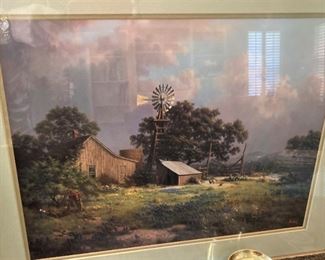 Framed and matted farm scene by Dalhart Windberg