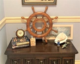 Touches of the Navy and the beach are throughout the house.