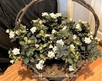 Artificial flowers; basket