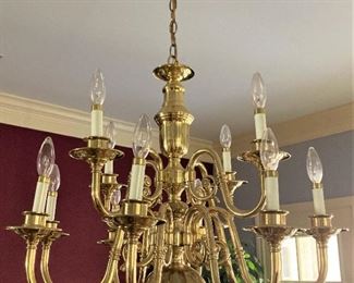 Large brass light fixture