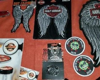 Harley wing patches, Covid patches, Harley pins
