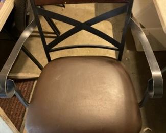  Wood and MetaLBar stool Faux Leather Seat 