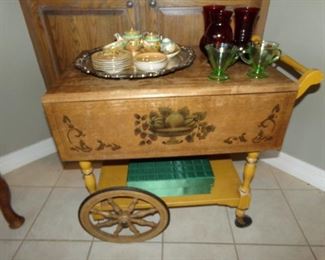 Vintage Tea Cart - Tea Set that is over 100 years old - glassware