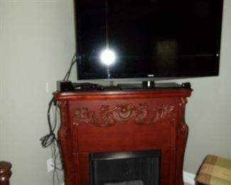 Wood Decor Fire Place - Flat Screen Television