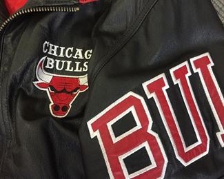 Vintage 1990s Chicago Bulls Leather Jacket, size Large, by Starter