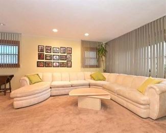 Schweiger Couch ~ Incredible coffee table stone and lacquer!