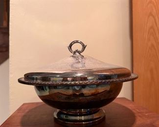 covered silverplate dish