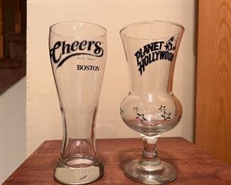 Cheers and Planet hollywood beer glasses