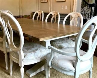 Ethan Allen
Ethan Allen 
6/2 Margaux Dining Chairs
Was $1800
Now $900

Cameron Trestle Dining table 
SOLD