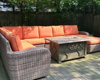 Fortunoff 
Biscayne Resin Wicker Sectional with
Chaise & Sunbrella Cushions
SOLD
Fortunoff 
Aluminum Fire Pit
Was $900
SOLD
