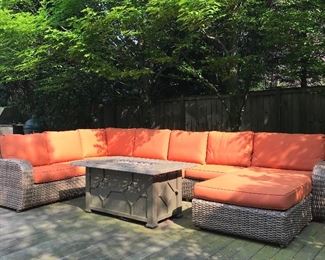 Fortunoff 
Biscayne Resin Wicker Sectional with
Chaise & Sunbrella Cushions
SOLD
Fortunoff 
Aluminum Fire Pit
Was $900
SOLD
