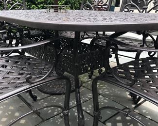 Detail
Frontgate
Oval Dining Table & 6 Arm Chairs + Umbrella with Stand
Cast Aluminum Onyx Finish
SOLD