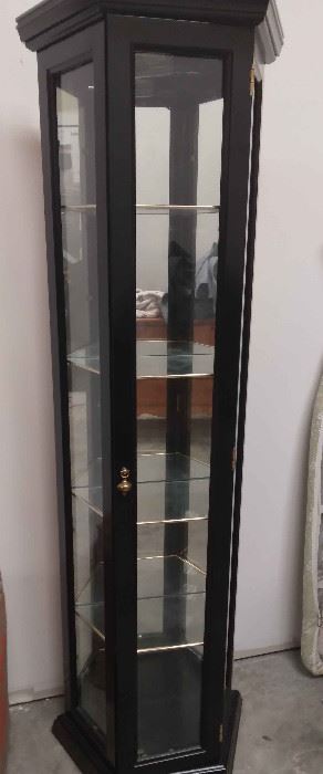 Black Glass Gold Trimmed Curio Cabinet