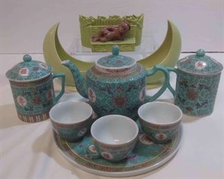 Ceramic Planters Chinese Tea Service with Tray