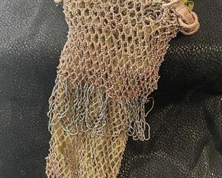 French Antique Beaded Purse with Tassel