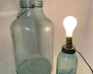 Large Blue Glass Jar Ball Glass Lamp