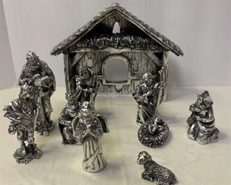 Nativity Set in Silver Plate
